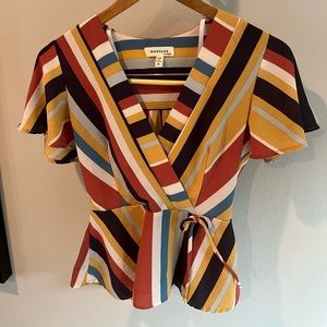 Striped blouse with tie waist